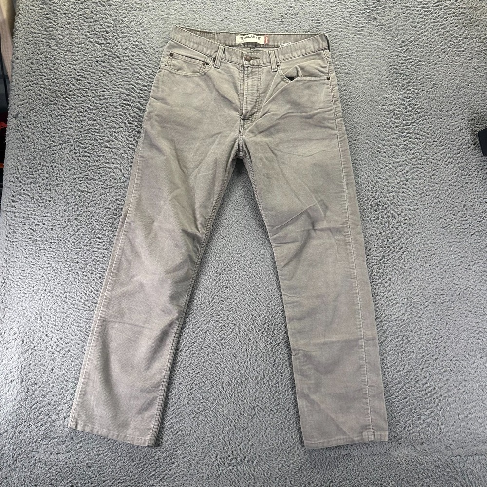 Vintage Levi's 505 Pant Mens 32x30 Gray Cotton Corduroy Chino Straight Business
